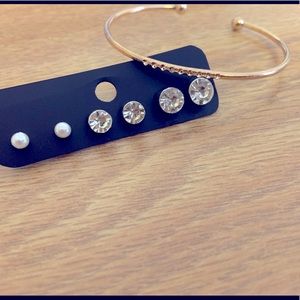 Stud Earrings and a Bracelet
